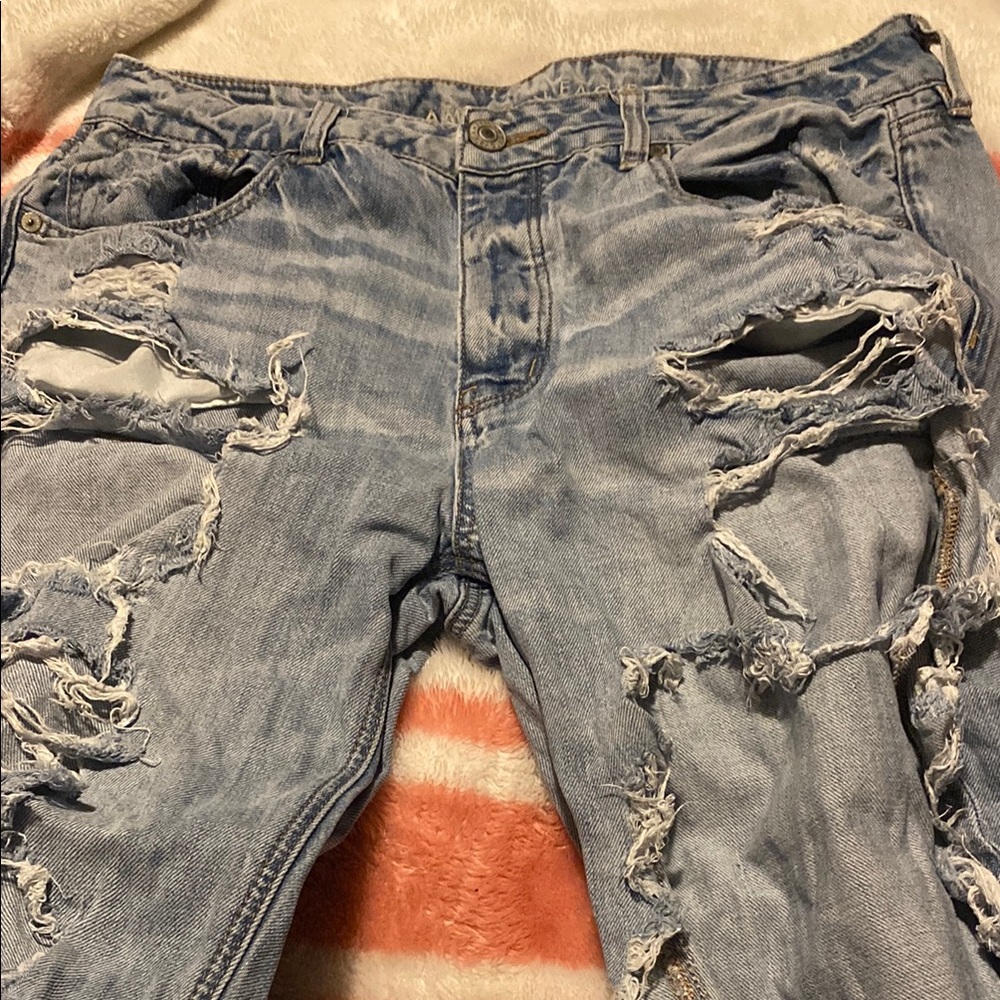 Men's Distressed Light Blue Jeans